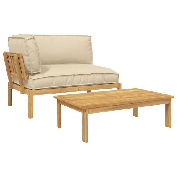 vidaXL Ensemble de Canap&eacute;s Uni 2 pcs Beige Bois d'Acacia Massif
