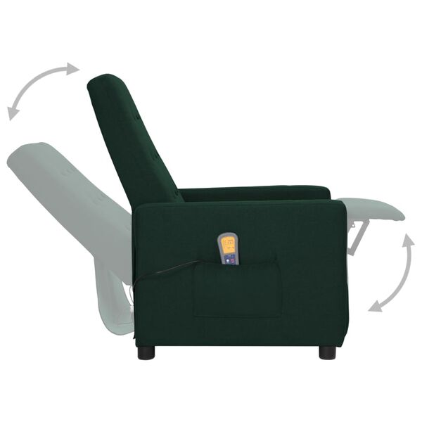 vidaXL Fauteuil de massage Vert fonc&eacute; Tissu