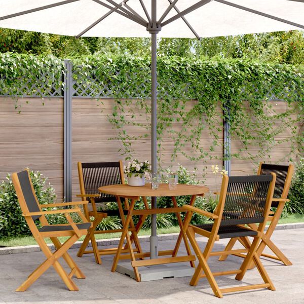 vidaXL Ensemble &agrave; manger de jardin 5pcs noir polypropyl&egrave;ne bois massif