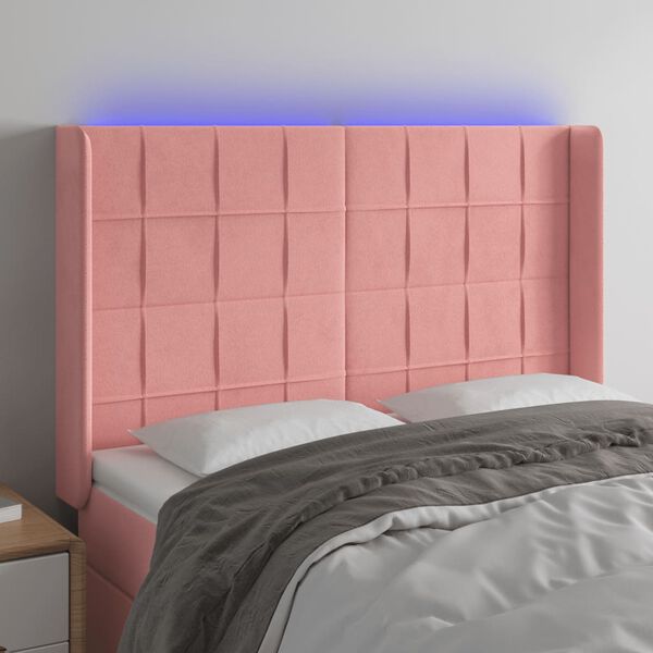 vidaXL T&ecirc;te de lit &agrave; LED Rose 147x16x118/128 cm Velours