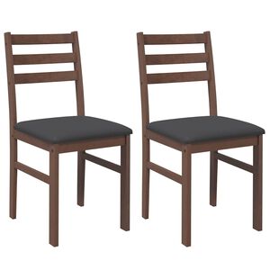 vidaXL Chaises &agrave; manger coussins 2 pcs marron bois massif caoutchouc