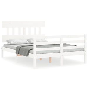 vidaXL Cadre de lit sans matelas blanc bois massif