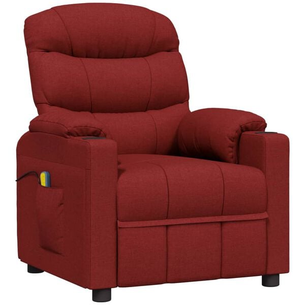 vidaXL Fauteuil de massage Rouge bordeaux Tissu