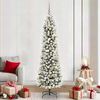 vidaXL Sapin de No&euml;l artificiel Blanc 210 cm PVC, m&eacute;tal et plastique