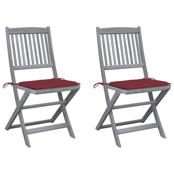 vidaXL Chaises pliables d'ext&eacute;rieur lot de 2 et coussins Bois d'acacia