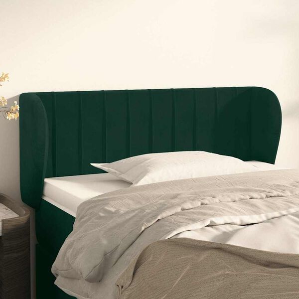 vidaXL T&ecirc;te de lit avec oreilles Vert fonc&eacute; 103x23x78/88 cm Velours