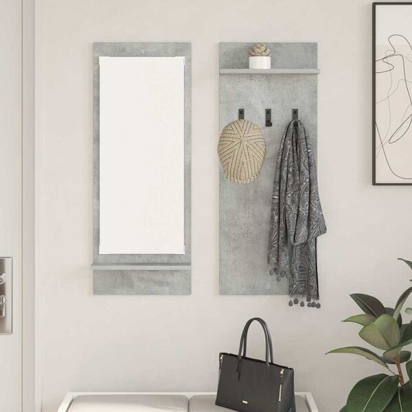 vidaXL Porte-manteau mural avec étagère Gris béton 70 x 10 x 90 cm