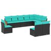 vidaXL Salon de jardin 10 pcs avec coussins noir r&eacute;sine tress&eacute;e