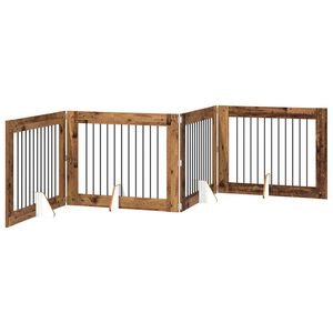 vidaXL Porte de chien pliable avec supports 4 pc Bois ancien 401 cm