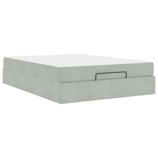 vidaXL Cadre de lit avec matelas avec matelas 2 pcs Gris clair Velours