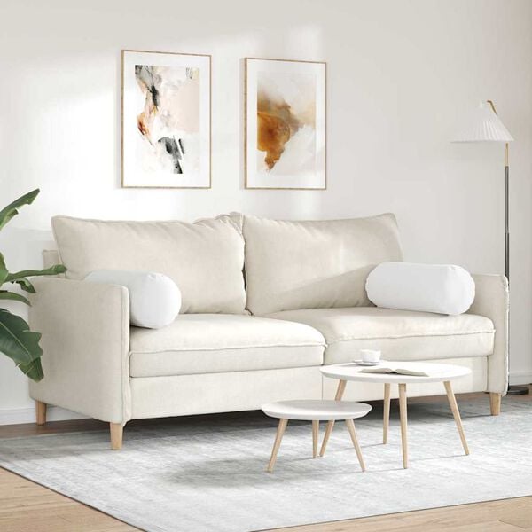 vidaXL Coussins d'accent 2 pcs Blanc Ø 25 x 70 cm tissu