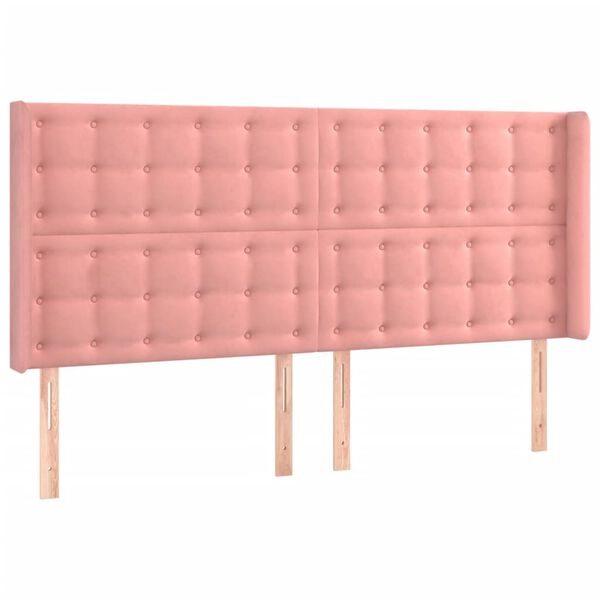 vidaXL T&ecirc;te de lit avec oreilles Rose 163x16x118/128 cm Velours