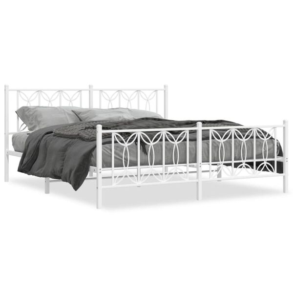 vidaXL Cadre de lit métal sans matelas et pied de lit blanc 183x213 cm