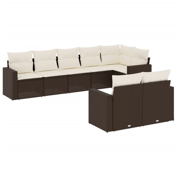 vidaXL Salon de jardin 8 pcs avec coussins marron r&eacute;sine tress&eacute;e