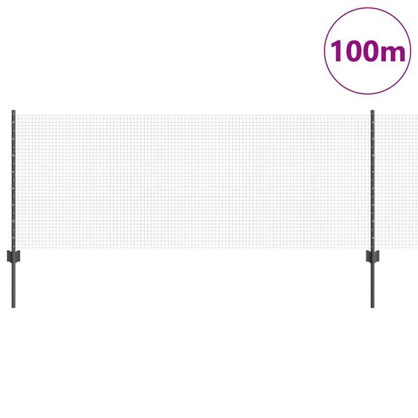 vidaXL Cl&ocirc;ture avec poteau Gris 0,8 x 100 m Acier et PVC