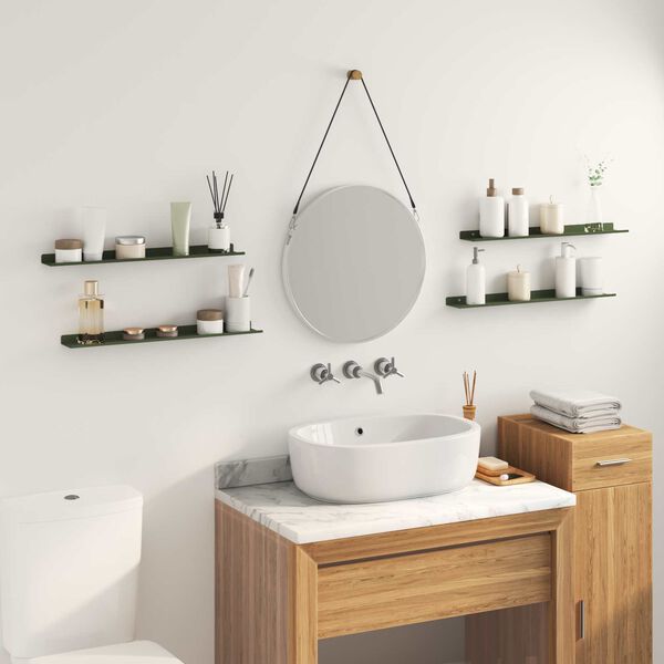 vidaXL &Eacute;tag&egrave;re flottante 4 pcs Vert olive 60 x 9 x 2,5 cm Acier