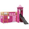 vidaXL Lit mezzanine enfants avec tour rose 80x200cm bois pin massif
