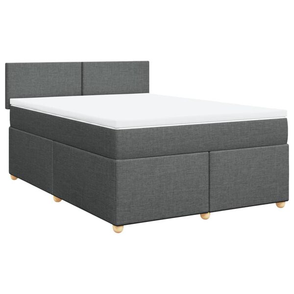 vidaXL Sommier &agrave; lattes de lit avec matelas Gris fonc&eacute; 140x200cm Tissu