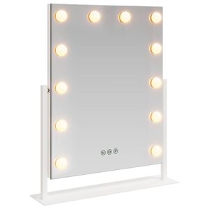 vidaXL Miroir de Coiffure LED Blanc 44 x 10 x 53 cm Verre et acier