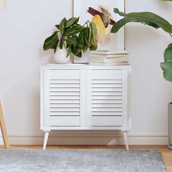 vidaXL Portes d'armoire &agrave; persiennes 2 pcs blanc 39,5x29,5 cm