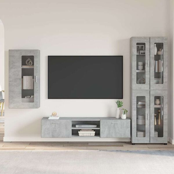 vidaXL Ensemble meuble TV FLORIN Gris b&eacute;ton Bois d'ing&eacute;nierie