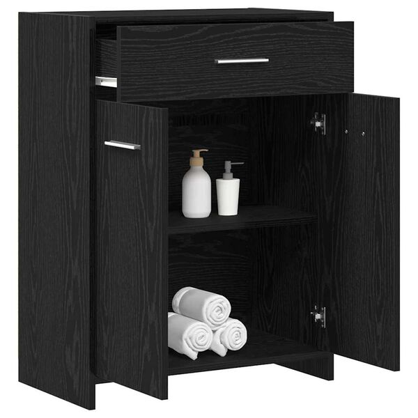 vidaXL Cabinet de salle de bain avec tiroir Ch&ecirc;ne noir 60 x 33 x 80 cm