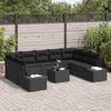 vidaXL Ensemble de canapé de jardin avec coussin 9 pcs Noir Polyrotin