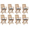 vidaXL Chaises pliantes avec coussins, 8 pi&egrave;ces, en bois d'acacia massif