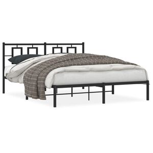 vidaXL Cadre de lit m&eacute;tal sans matelas avec t&ecirc;te de lit noir 150x200cm