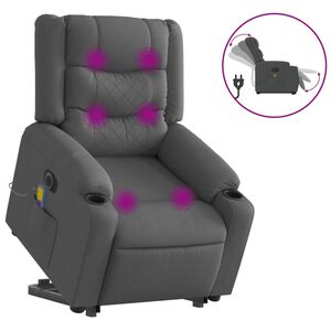 vidaXL Fauteuil inclinable de massage &eacute;lectrique Gris fonc&eacute; Tissu
