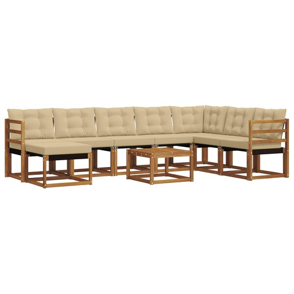 vidaXL Ensemble de canap&eacute;s d'ext&eacute;rieur 9 pcs Naturel et Beige