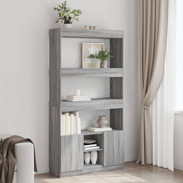 vidaXL Buffet haut sonoma gris 92x33x180 cm bois d'ingénierie