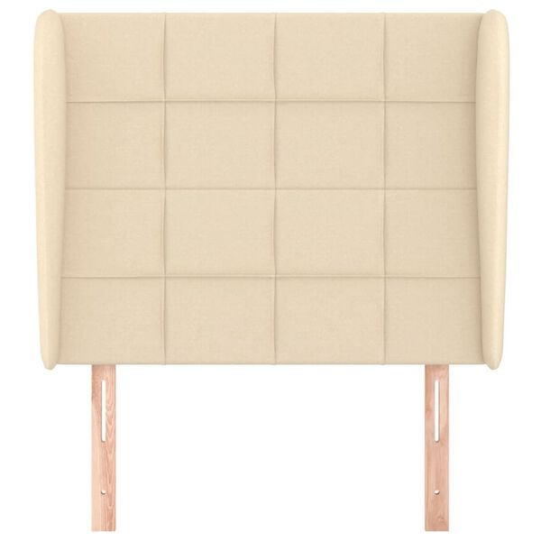 vidaXL T&ecirc;te de lit avec oreilles Cr&egrave;me 93x23x118/128 cm Tissu