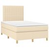 vidaXL Sommier &agrave; lattes de lit avec matelas cr&egrave;me 120x190 cm tissu