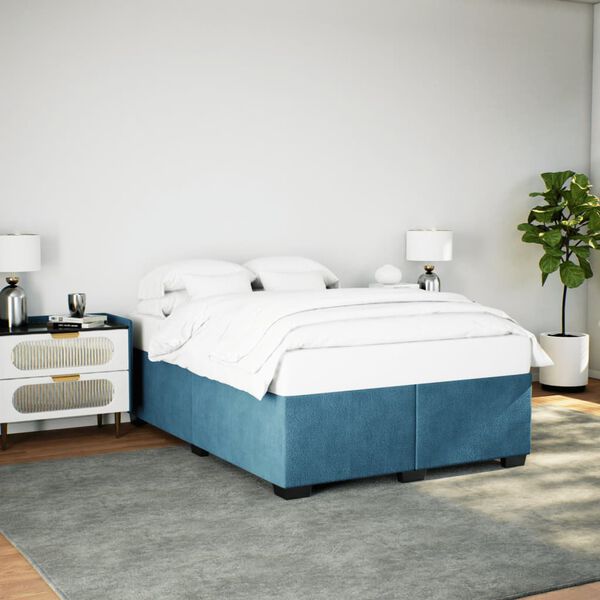 vidaXL Cadre de lit sans matelas bleu 140x200 cm velours