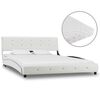 vidaXL Lit avec matelas Blanc Similicuir 140x200 cm