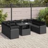 vidaXL Salon de jardin 10 pcs avec coussins noir r&eacute;sine tress&eacute;e