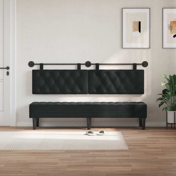 vidaXL T&ecirc;te de lit suspendue Noir 170 x 55 x 7 cm Velours