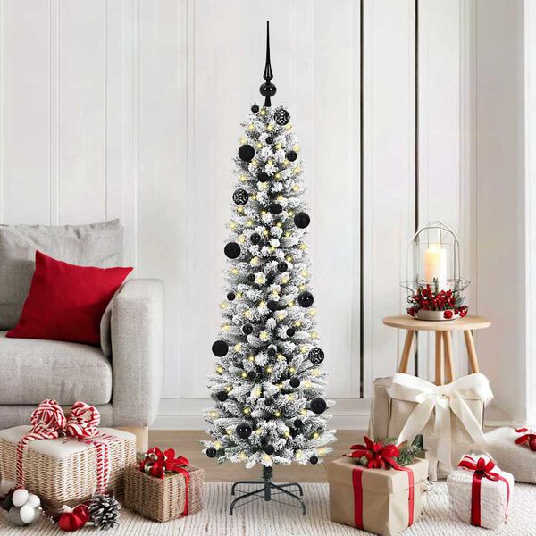 vidaXL Sapin de No&euml;l artificiel Blanc 150 cm PVC, m&eacute;tal et plastique