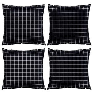 vidaXL Coussins &Eacute;parpill&eacute;s 4 pc Tissu en Polyester Carreaux Noirs