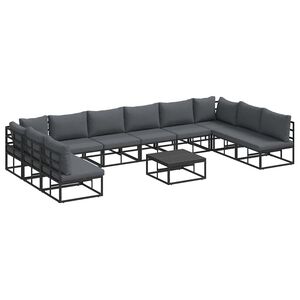vidaXL Ensemble de canap&eacute; de jardin 11 pc Noir Aluminium