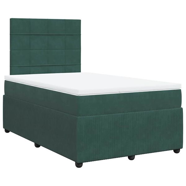 vidaXL Sommier &agrave; lattes de lit et matelas Vert fonc&eacute; 120x200cm Velours