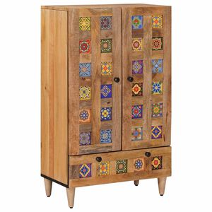 vidaXL Haut Armoire Naturel 60 x 33,5 x 100 cm Bois de mangue massif