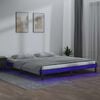 vidaXL Cadre de lit &agrave; LED sans matelas gris 120x190 cm bois massif