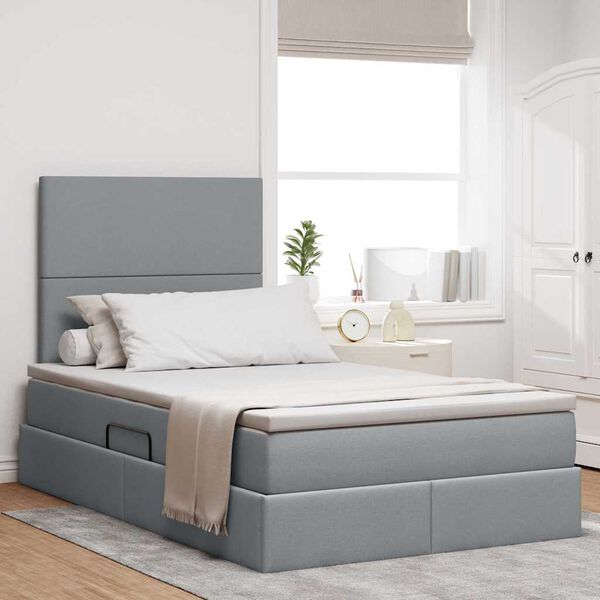 vidaXL Lit avec rangement et matelas Gris clair 120 x 200 cm Polyester