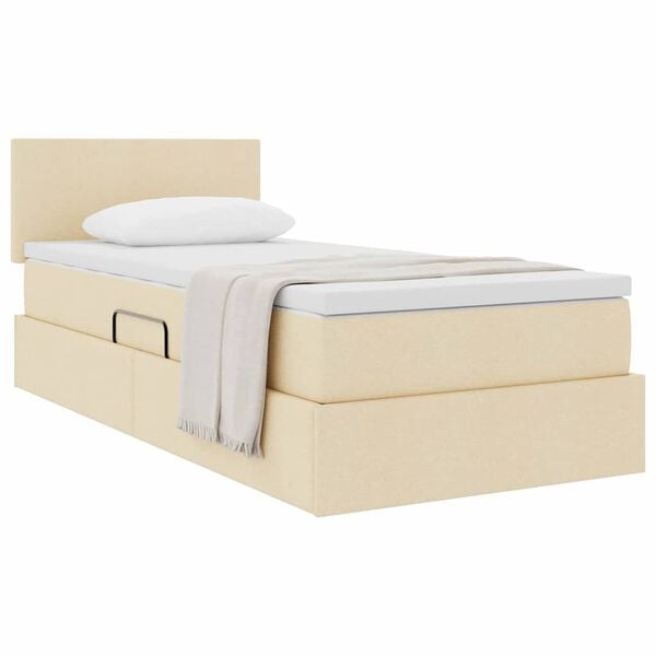 vidaXL Lit avec rangement et matelas avec matelas Cr&egrave;me 100 x 200 cm