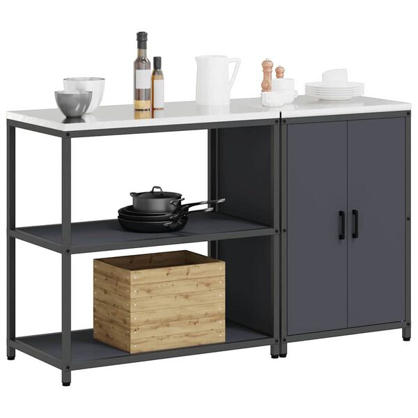 vidaXL Ensemble de rangement cuisine avec &eacute;tag&egrave;re 2 pcs Anthracite