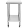 vidaXL Table de travail de cuisine avec roues 100x30x85 cm Inox