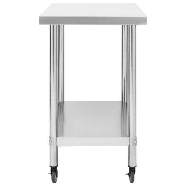 vidaXL Table de travail de cuisine avec roues 100x30x85 cm Inox