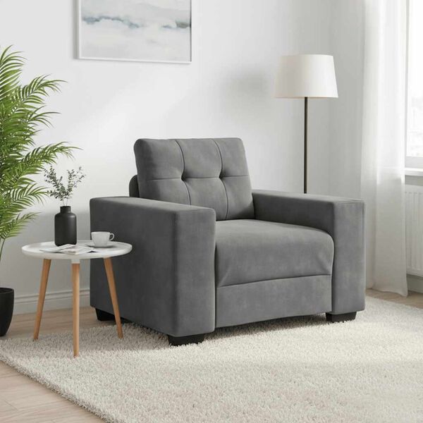 vidaXL Fauteuil gris fonc&eacute; 60 cm velours